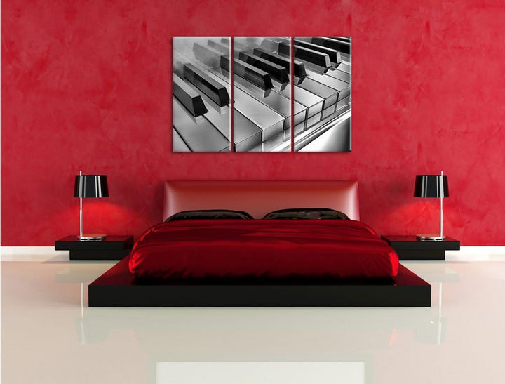 Pixxprint Piano Klaviertasten als Leinwandbild/Grösse: 3 Teilig (120x80) cm/Wandbild/Kunstdruck/fert