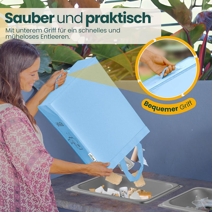 Norggo Set aus 3 Müllsäcken für Mülltrennung, 40L - Mülltrennsystem 3fach für Papier, Kunststoff und