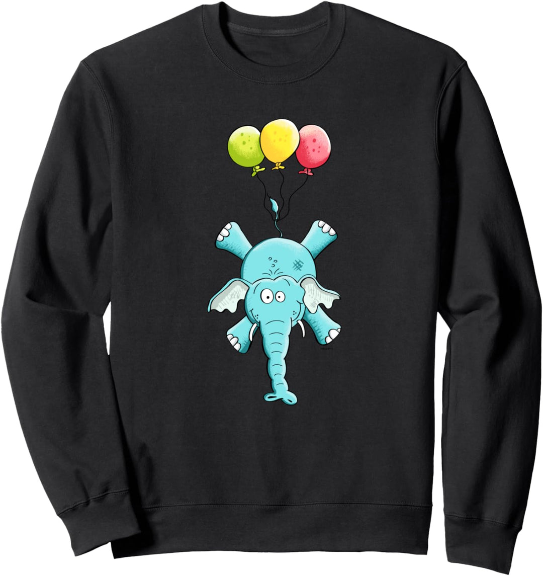 Elefant Fliegt Mit Ballons Für Wildtier Freunde Sweatshirt