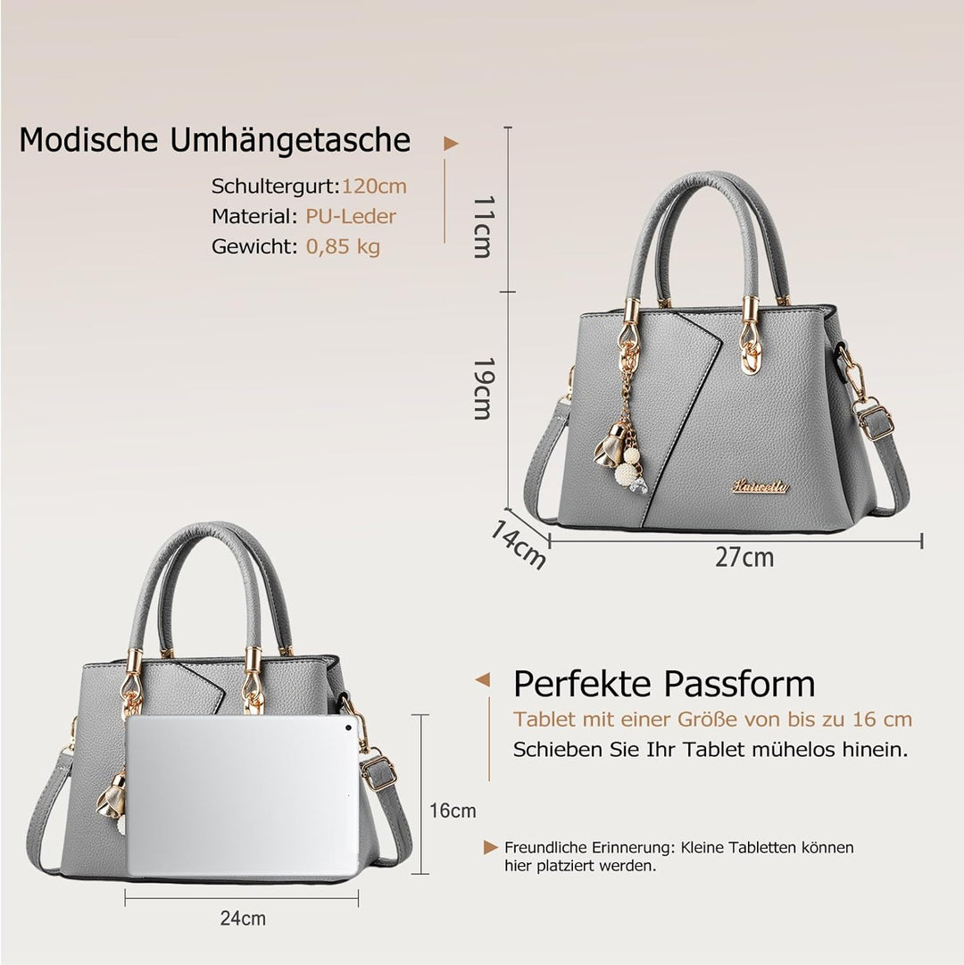 FANDARE Damen-Henkeltaschen Mehrfachtasche Handtasche PU-Leder Umhängetaschen Schultertaschen Wasser