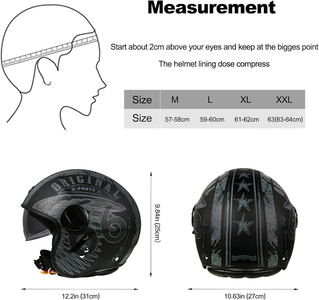 LIONCIANO Motorradhelm, ECE 22.06-zertifizierter halboffener Helm, offener Helm, Moto und Roller, Da