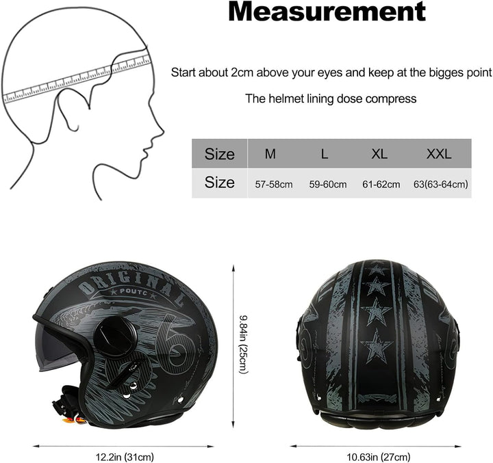 LIONCIANO Motorradhelm, ECE 22.06-zertifizierter halboffener Helm, offener Helm, Moto und Roller, Da