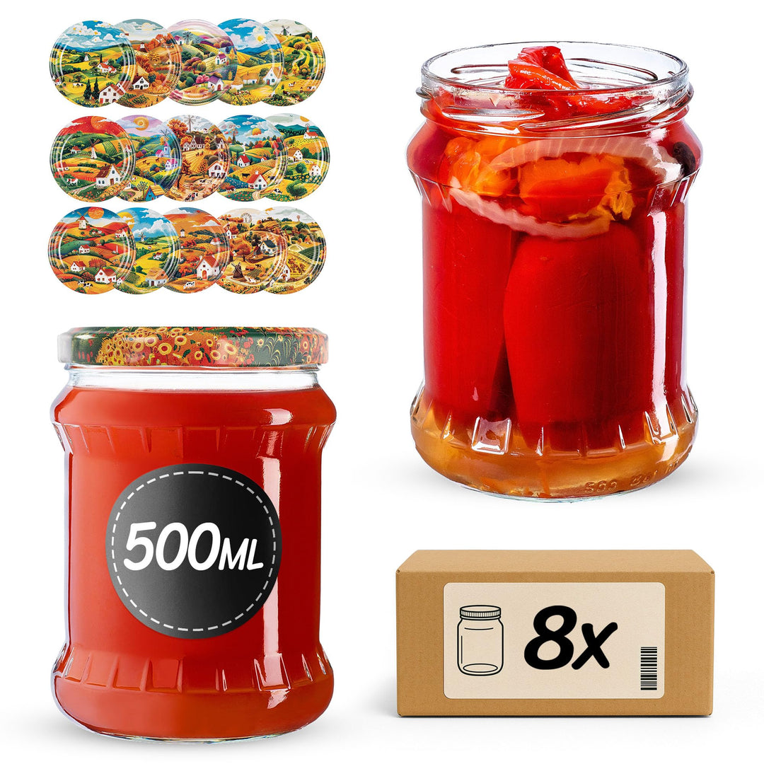 KADAX Einmachgläser 500ml TO82, Sturzgläser Mason Jar mit Schraubdeckel, Luftdichte Twist-off Gläser