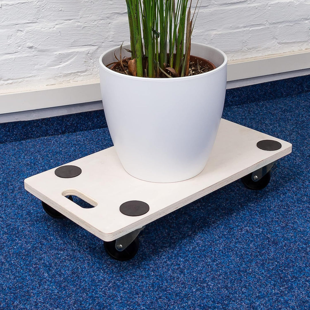 Relaxdays Transportroller HBT: 11 x 58 x 30 cm Transportbrett aus Holz mit praktischem Griff Tanspor