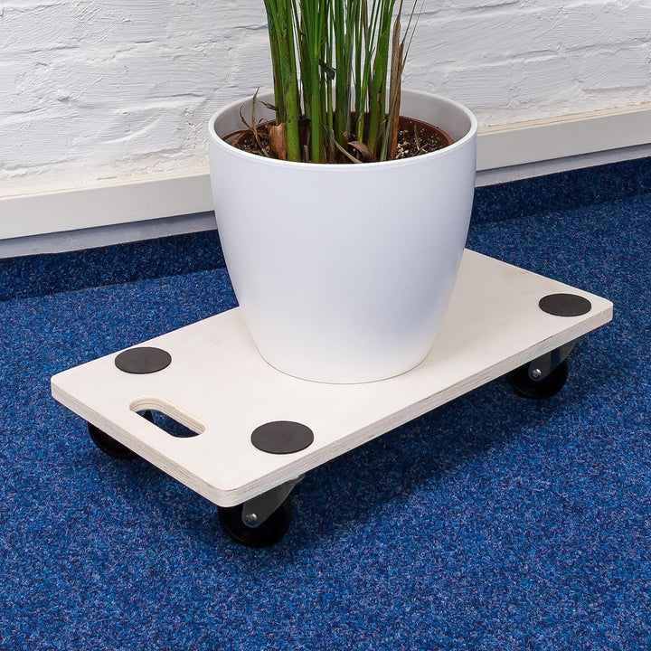 Relaxdays Transportroller HBT: 11 x 58 x 30 cm Transportbrett aus Holz mit praktischem Griff Tanspor