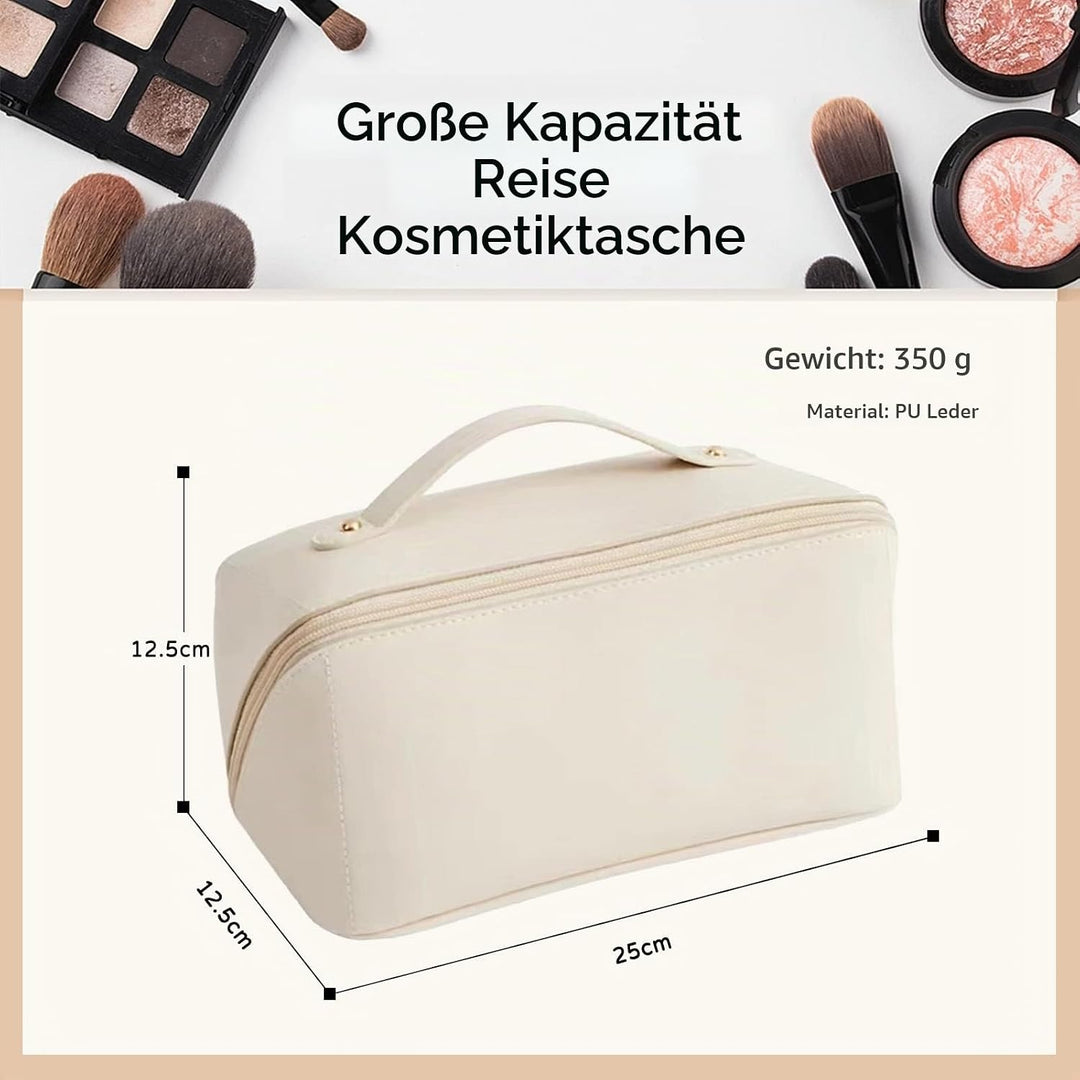 CORIOS Grosse Kapazität Kosmetiktasche Wasserdicht Kulturtasche Leder Schminktasche Multifunktions K
