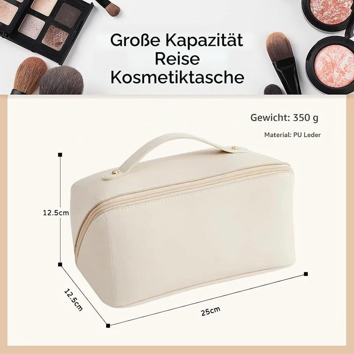 CORIOS Grosse Kapazität Kosmetiktasche Wasserdicht Kulturtasche Leder Schminktasche Multifunktions K