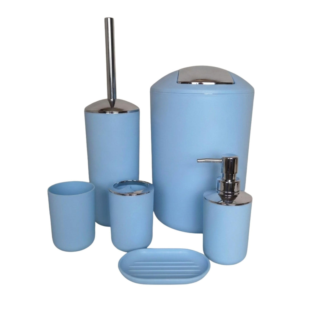 Badezimmer Set 6-teilig, Badaccessoires Komplettset Kunststoff, WC Garnitur mit Klobürste, Mülleimer