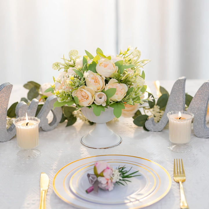 Sziqiqi Weisse Blumenarrangements Topfvase für Hochzeit Mittelstücke für Tische – 10 Stück Kleine Me