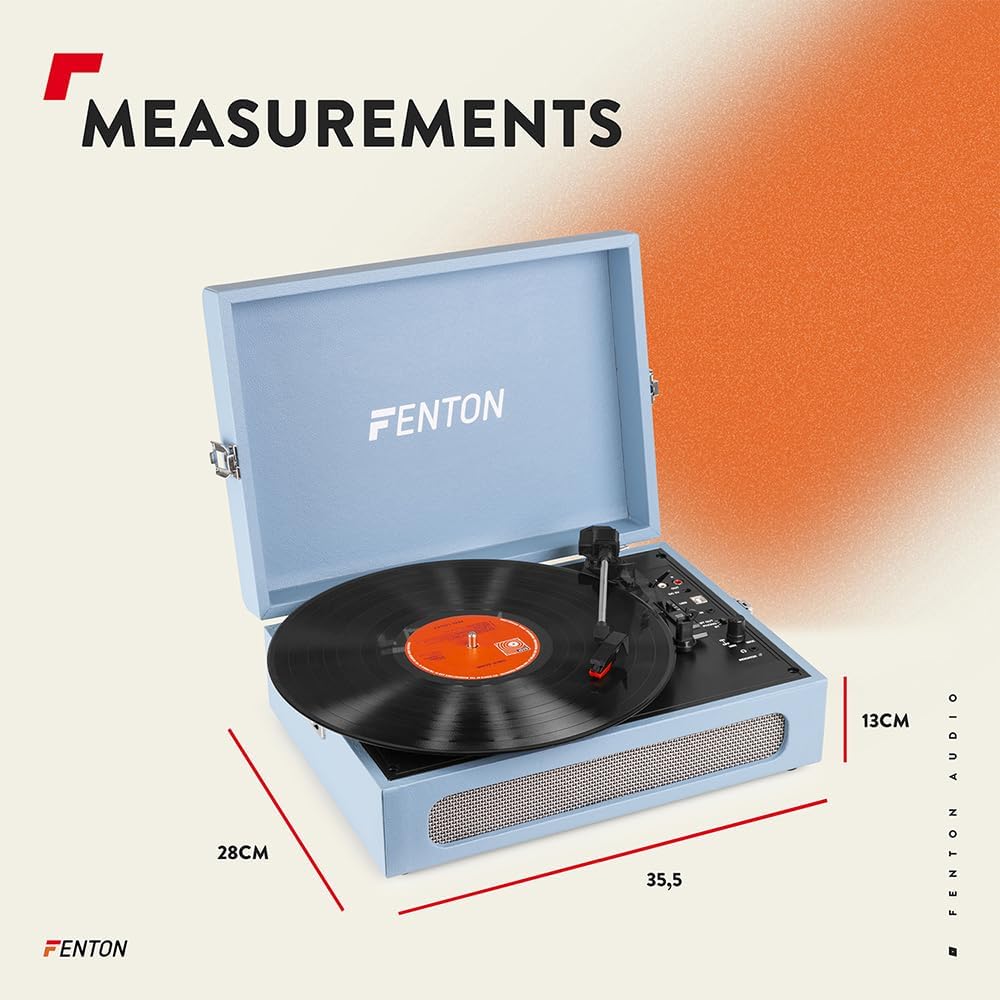 Fenton RP118E - Bluetooth Plattenspieler mit Lautsprecher, Bluetoothsender und Empfänger, Schallplat