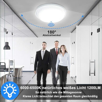 UISEBRT 15W LED Deckenleuchte mit Bewegungsmelder - Moderne Rund Deckenlampe IP44 Wasserdicht für Wo