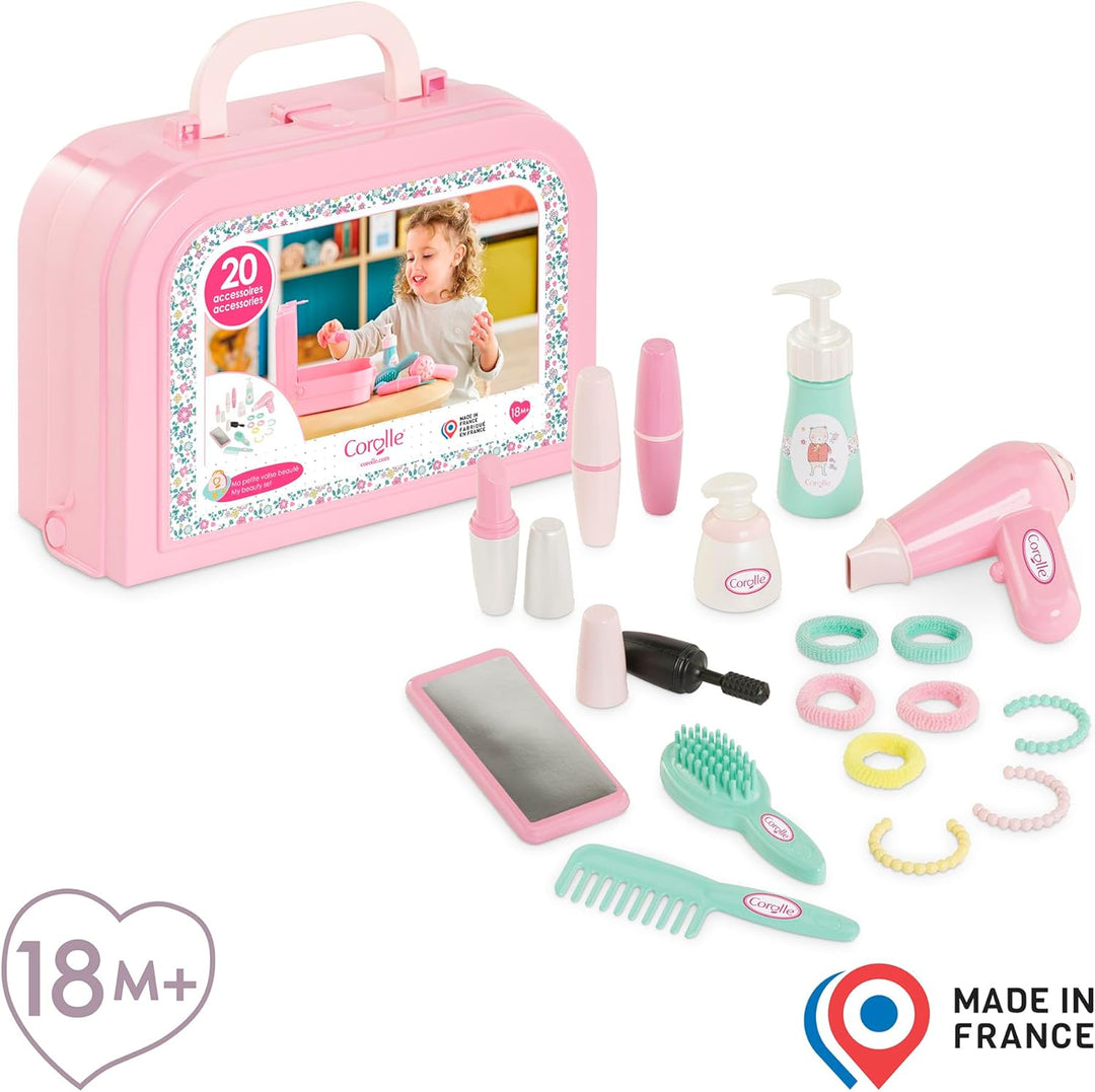 Corolle - 9000310060 - Mein Kleiner Beauty-Koffer, 20 Zubehörteile, für Puppen, ab 18 Monaten
