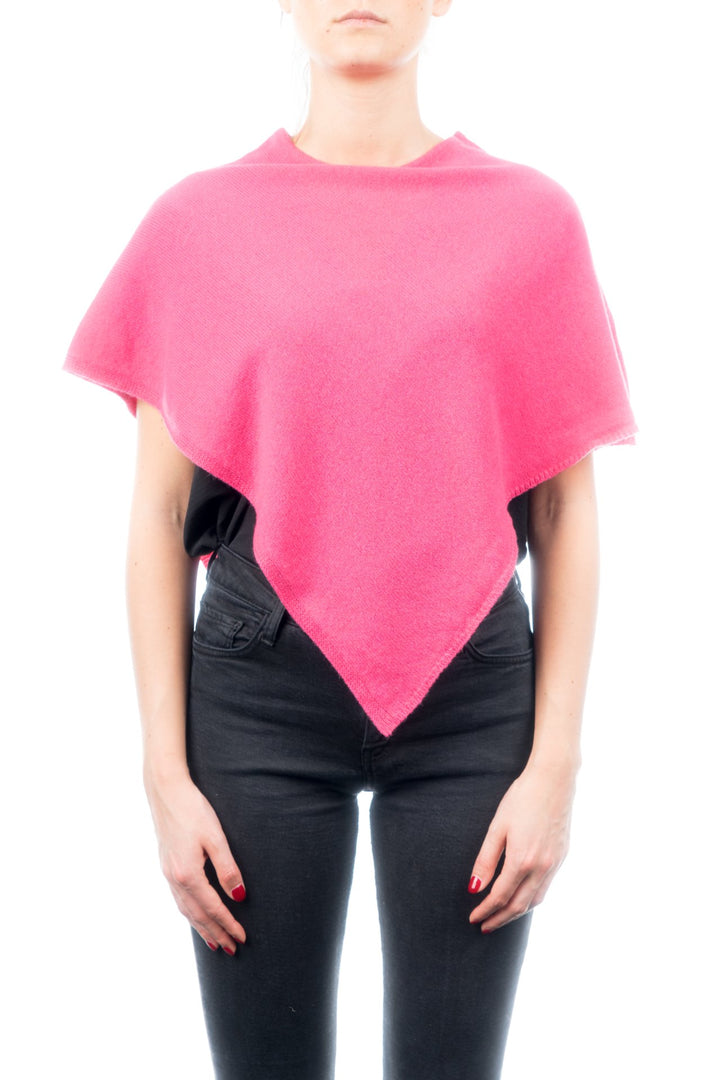 Kurzer Poncho aus 100% Kaschmir - für Frau, Fuxia