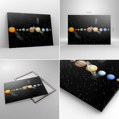 Bilder auf Leinwand 100x70cm Leinwandbild Universum Galaxie Planeten Sterne Gross Wanddeko Bild Schl