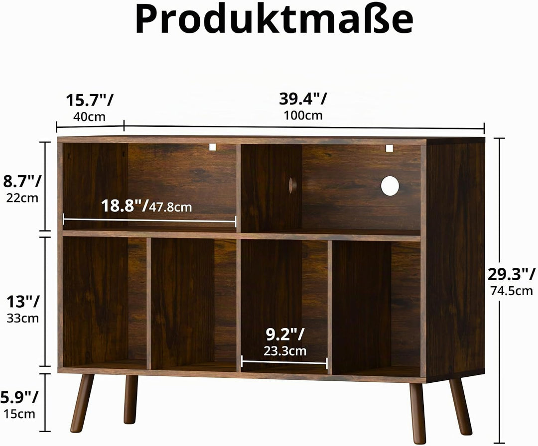 Plattenspieler-Ständer mit Schallplattenaufbewahrung, Vinyl-Plattenregal mit Präsentationsfläche, Sc
