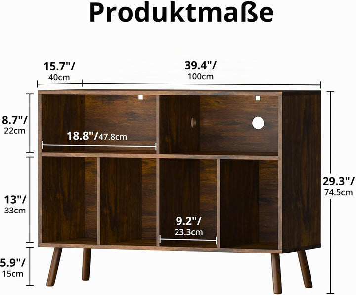Plattenspieler-Ständer mit Schallplattenaufbewahrung, Vinyl-Plattenregal mit Präsentationsfläche, Sc