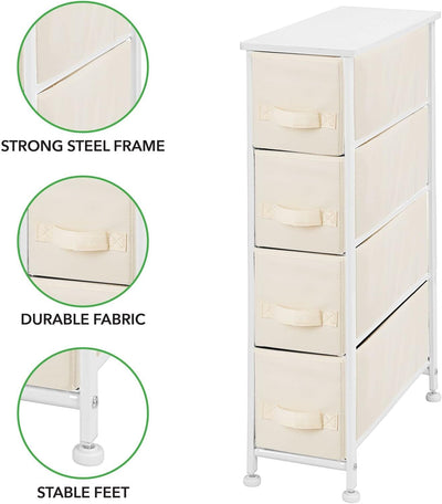 mDesign Kommode mit 4 Schubladen – schmaler Schubladenschrank mit MDF-Holzplatte für Schlafzimmer, W