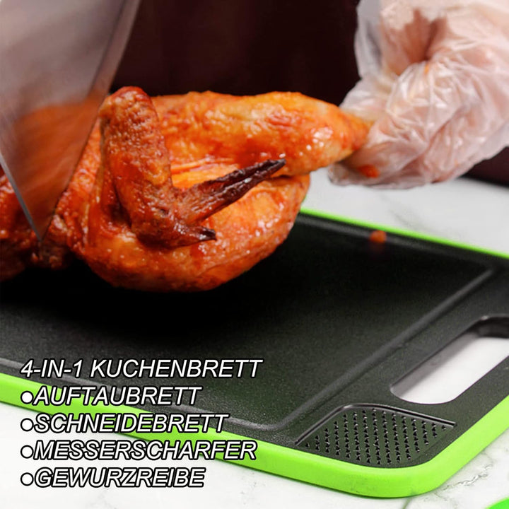 Frost Away Schneidebrett mit Auftau-Funktion, 4-in-1 Küchen Gadget mit integriertem Messerschärfer u