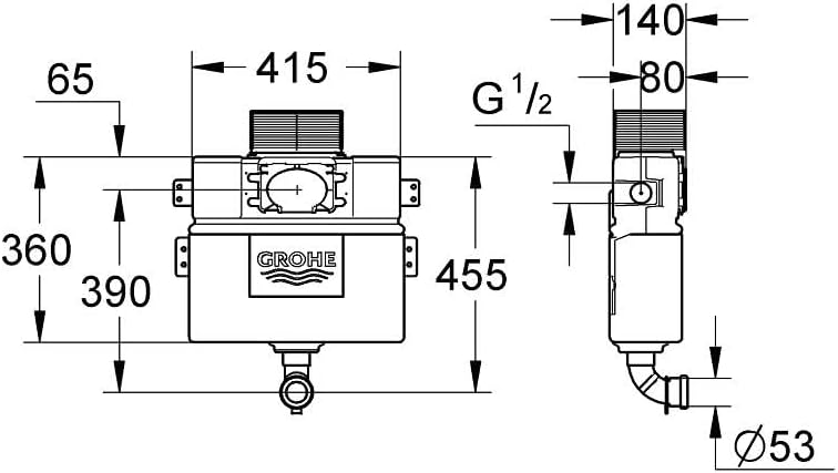 GROHE 38422000 WC Unterputz-Spülkasten 0,82 m Einzelbett, Einzelbett