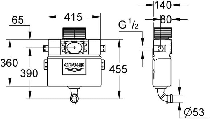 GROHE 38422000 WC Unterputz-Spülkasten 0,82 m Einzelbett, Einzelbett