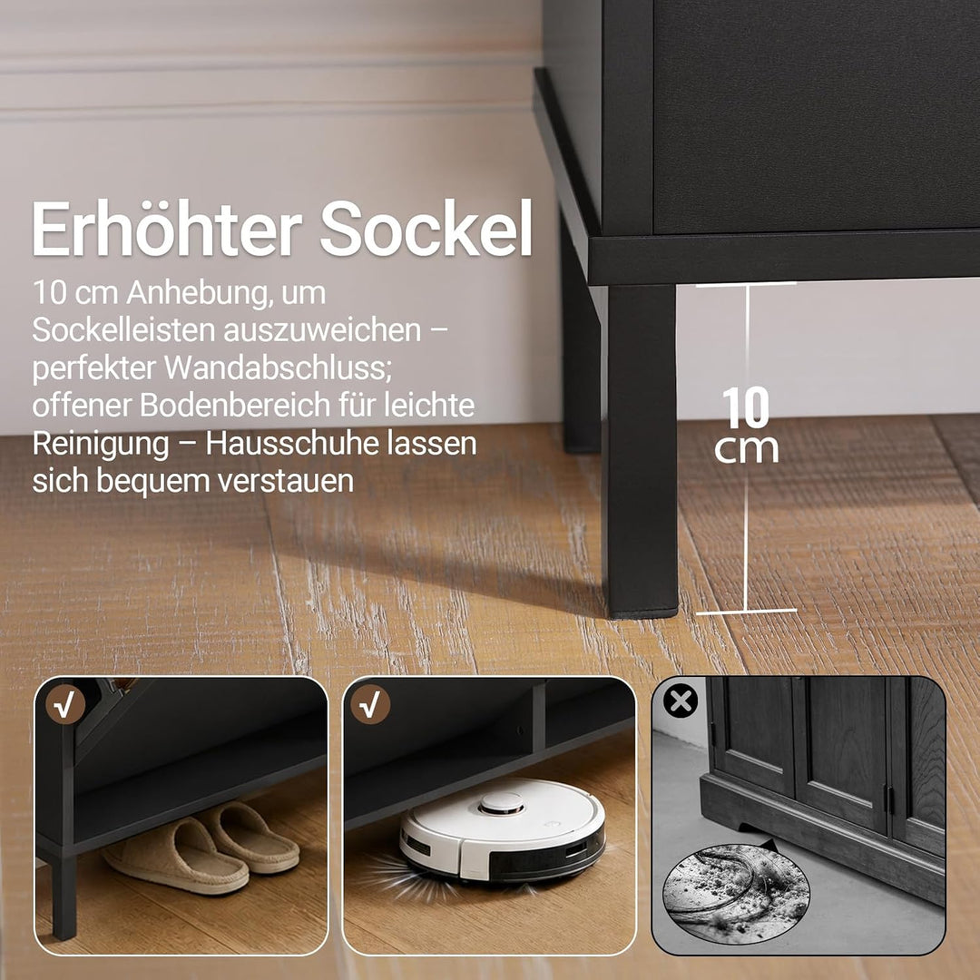 SoBuy Schuhschrank schmal mit 4 Klappen platzsparender Schuhkipper Hoch Kommode mit 4 Ablagen Schuhr