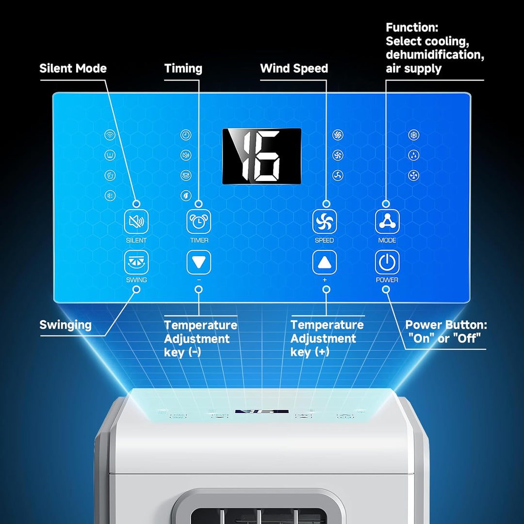 4-in-1 Mobile Klimaanlage& Luftkühler, Klimageräte Luftentfeuchter Belüftung, 24 Timer leise Perfekt