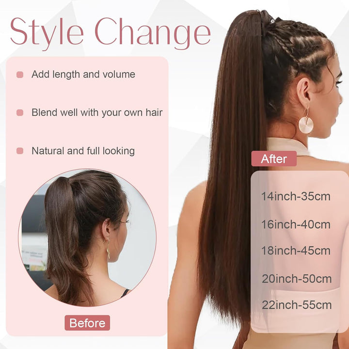 S-noilite Zopf Echthaar Extensions Wrap Around Ponytail Extensions Echthaar Pferdeschwanz Haarverlän