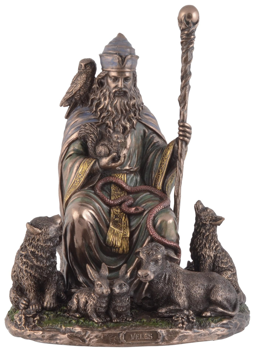 Veles, slavischer Gott der Erde, aus Kunststein angefertigt, von Hand bronziert und coloriert, Veron