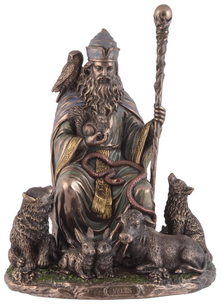 Veles, slavischer Gott der Erde, aus Kunststein angefertigt, von Hand bronziert und coloriert, Veron