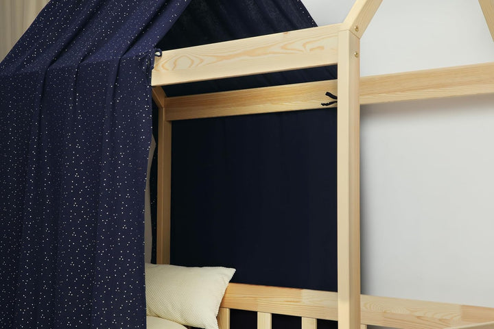 Hausbett Himmel - 100% Baumwolle - Betthimmel Hausbett aus Musselin - Bett Vorhang Kinderbett - Himm