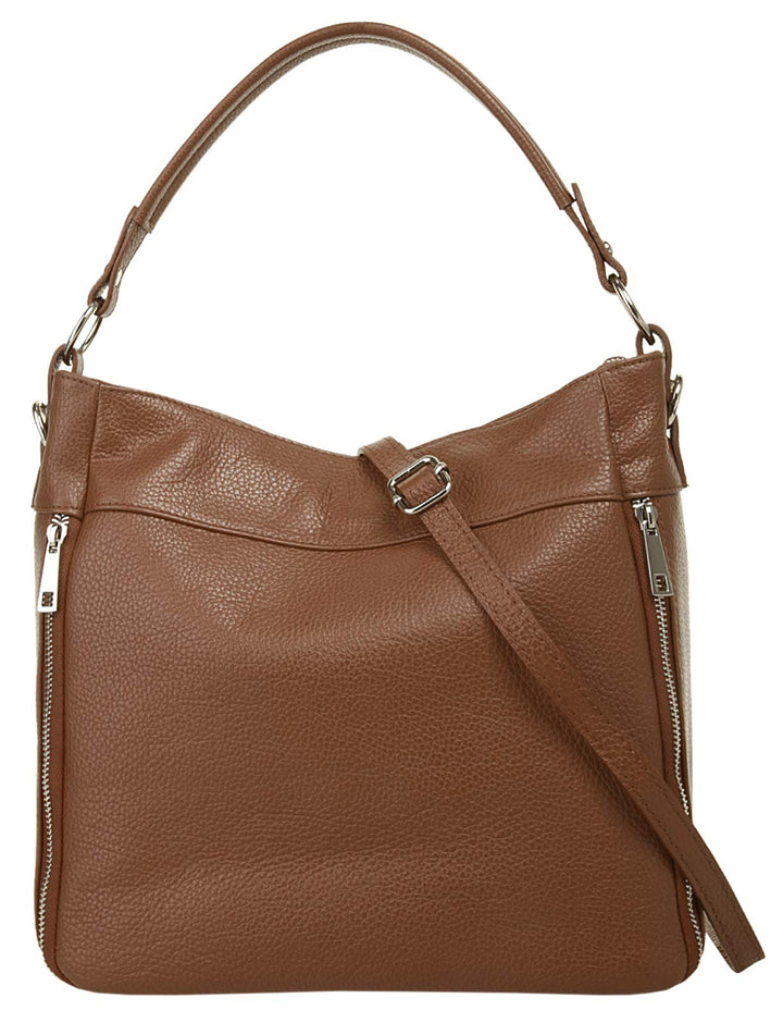 Handtasche Echt Leder Damen Made in Italy, Smartphonefach, Damentasche aus Rindleder, Umhängetasche