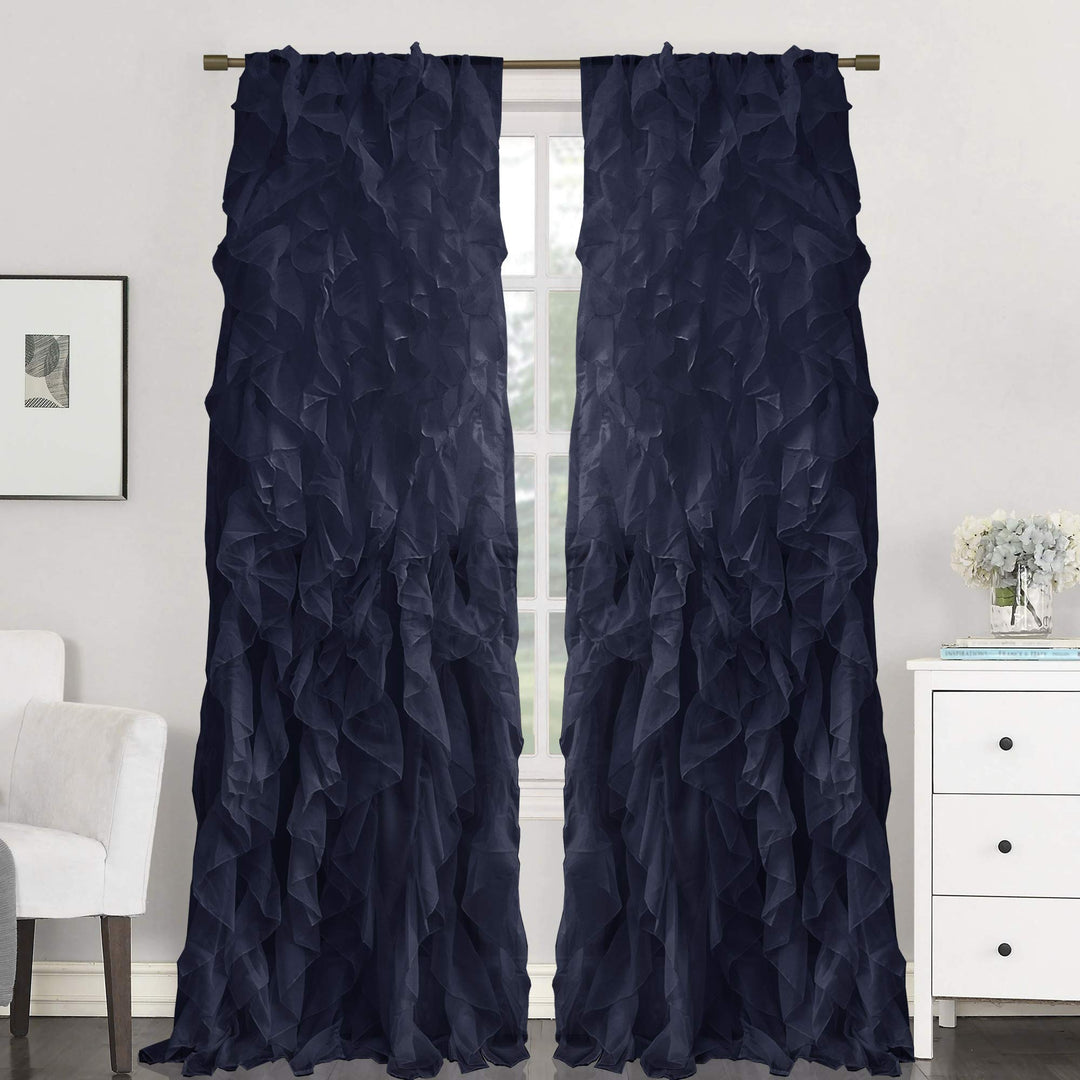 Sweet Home Collection Vorhang, Voile, vertikal, gerafft, 213 x 127 cm, 2 Stück. Shabby Chic 84" x 50