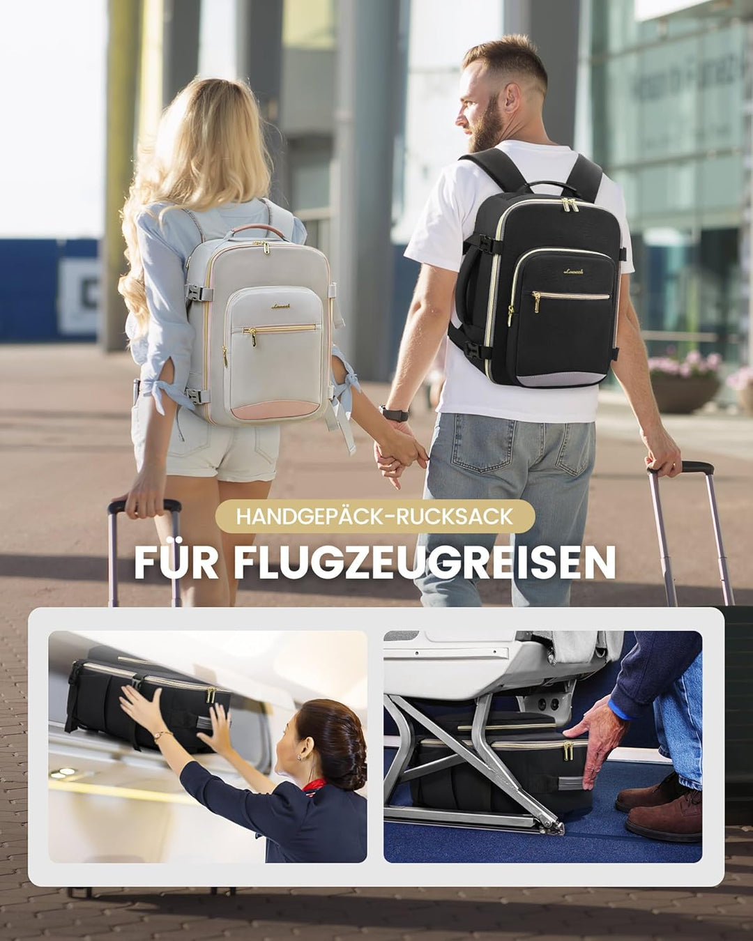 LOVEVOOK Ryanair Handgepäck 40x30x20, Klein Handgepäck Rucksack Tasche Reiserucksack Flugzeug, Carry