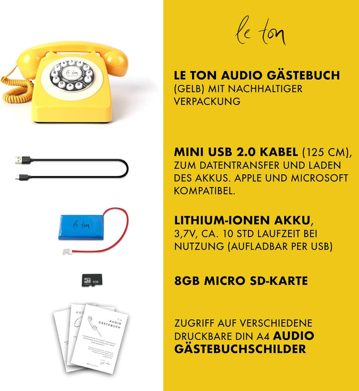 Le Ton Audio Gästebuch Telefon für Hochzeiten und Events, Gästetelefon, Hochzeitstelefon