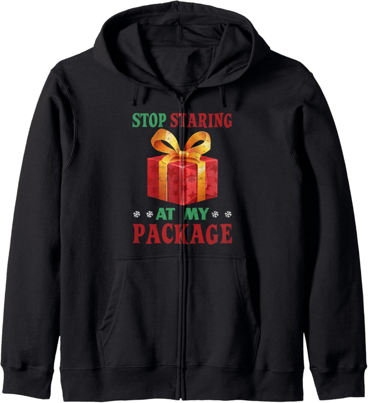Stop Staring at My Package Funny Christmas Innuendo Xmas Kapuzenjacke