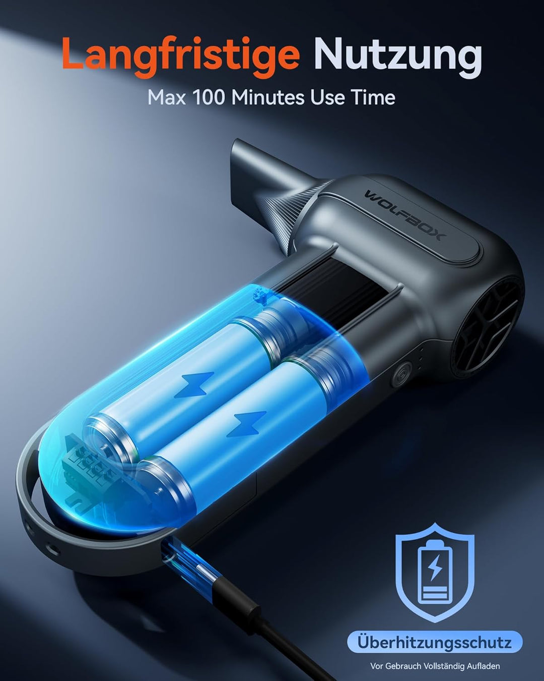 WOLFBOX MF100 Electric Air Duster-150000RPM Super Power Cordless Air Duster, wiederaufladbare Luftge