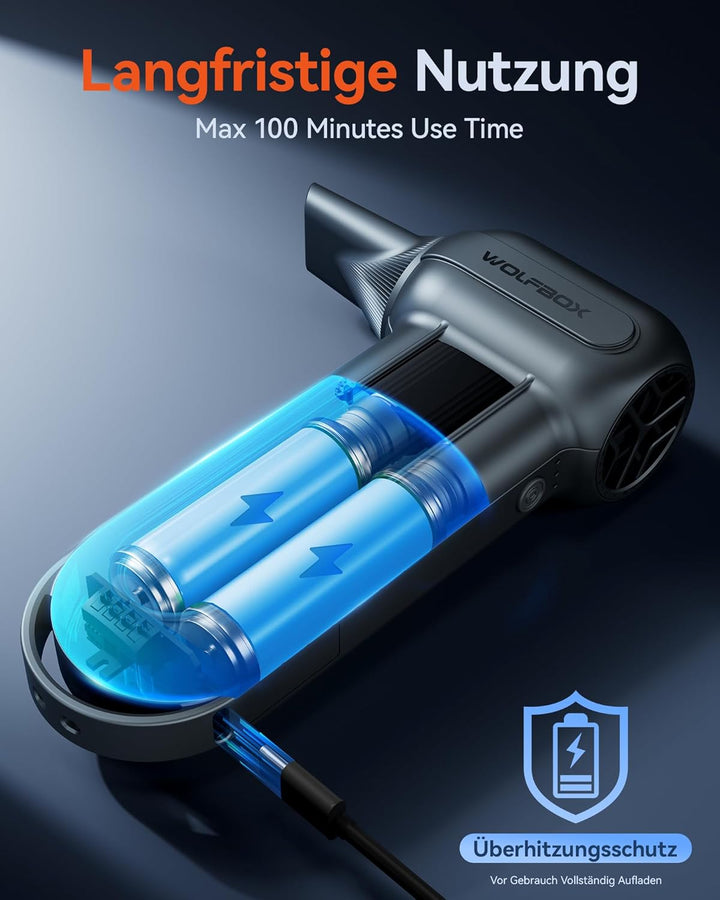 WOLFBOX MF100 Electric Air Duster-150000RPM Super Power Cordless Air Duster, wiederaufladbare Luftge