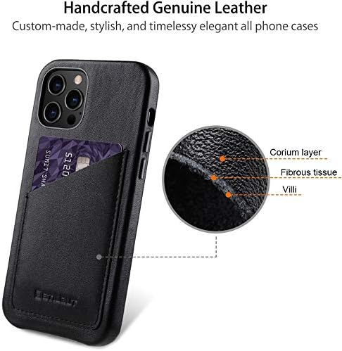 STILGUT Cover kompatibel mit iPhone 12 Pro Max (6.7") Hülle mit Kartenfach, Case aus Leder, Kartenhü