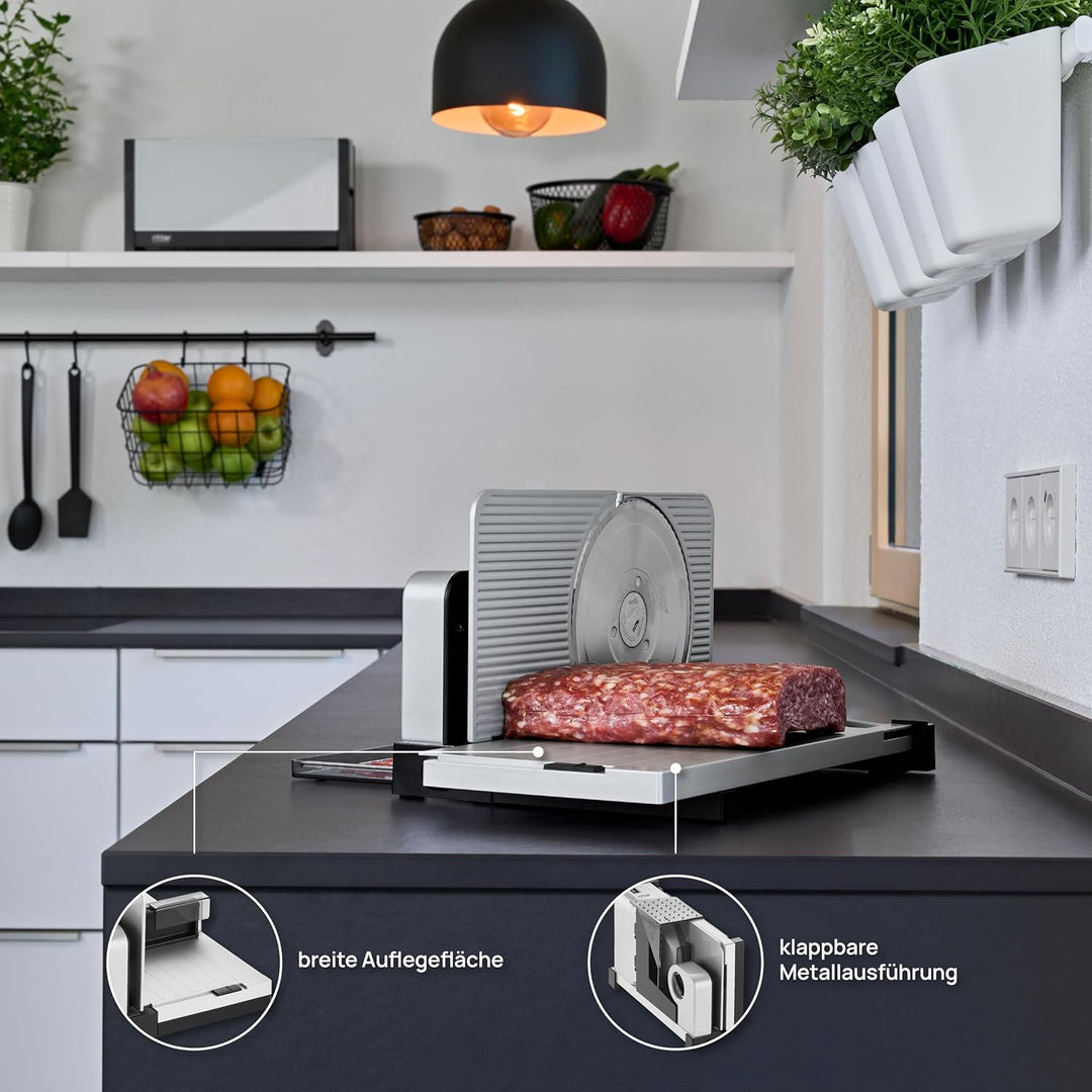 ritter icaro 5 Klappbarer elektrischer Allesschneider & Brotschneidemaschine aus Metall, Made in Ger