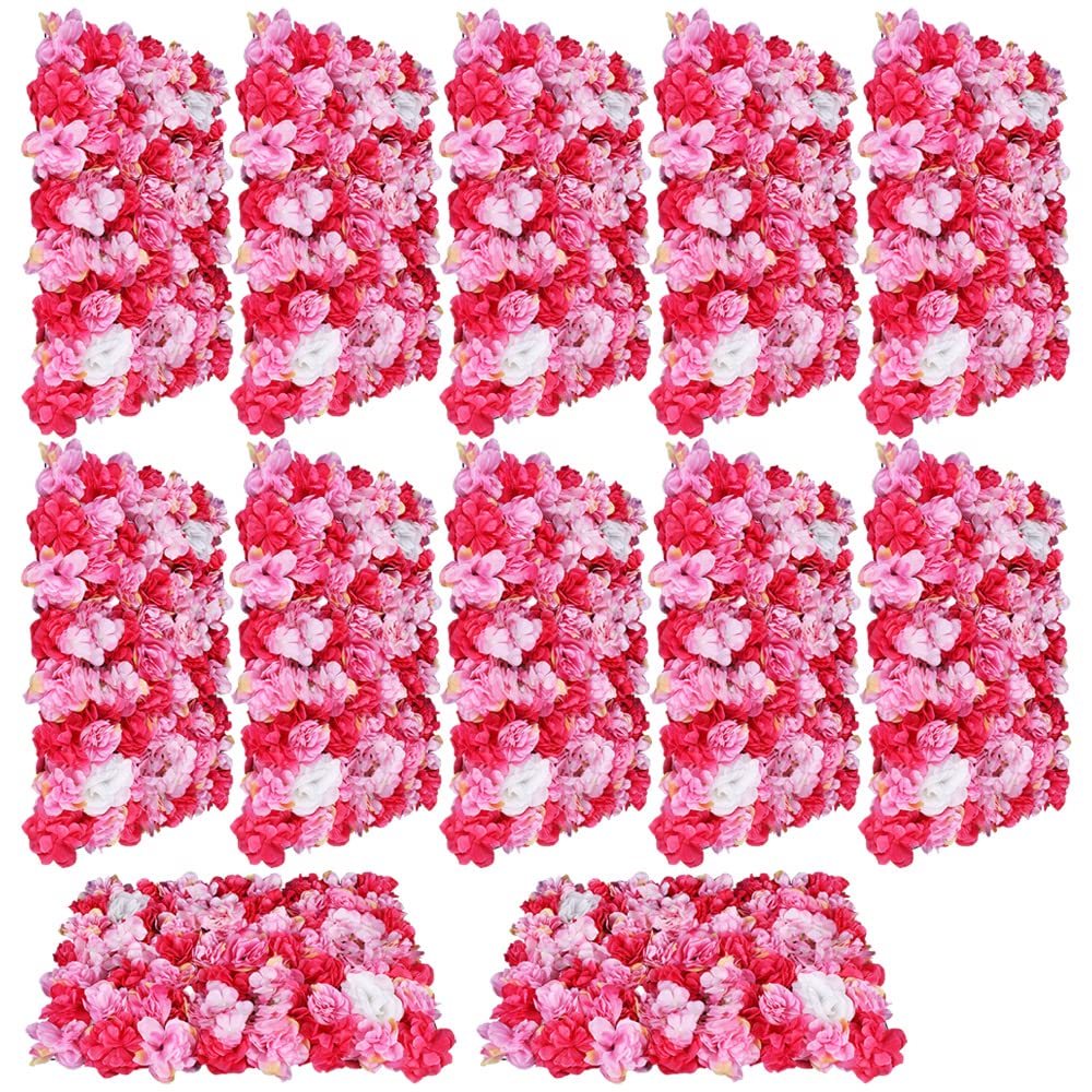 Fetcoi 12Pcs Künstliche Blumenwand Hintergrund Rosenwand, Diy Rosenwand Seidenblume Hochzeit Strasse