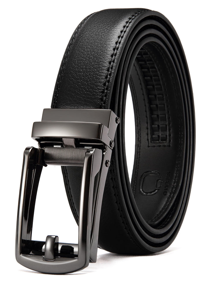 CHAOREN Herren Ledergürtel Gürtel Taille 110-120cm (Gesamtlänge 135cm) Schwarz, Taille 110-120cm (Ge