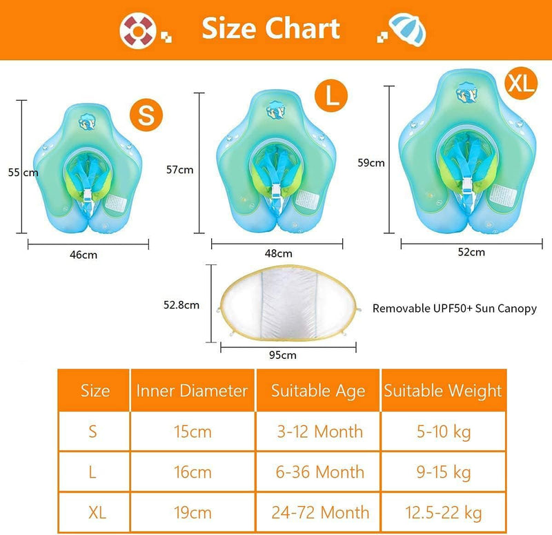 Baby Schwimmring 6-36 Monate, Baby Schwimmring mit Sonnendach, Schwimmring für Kinder, aufblasbarer