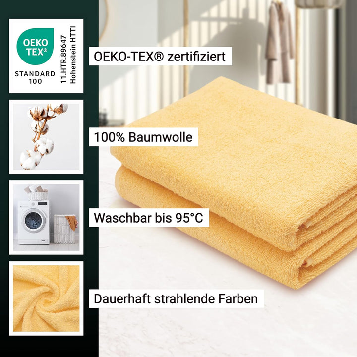 ZOLLNER 2er Set Duschtücher - weiche und saugstarke Handtücher - waschbar bis 95°C - Baumwolle - 70x