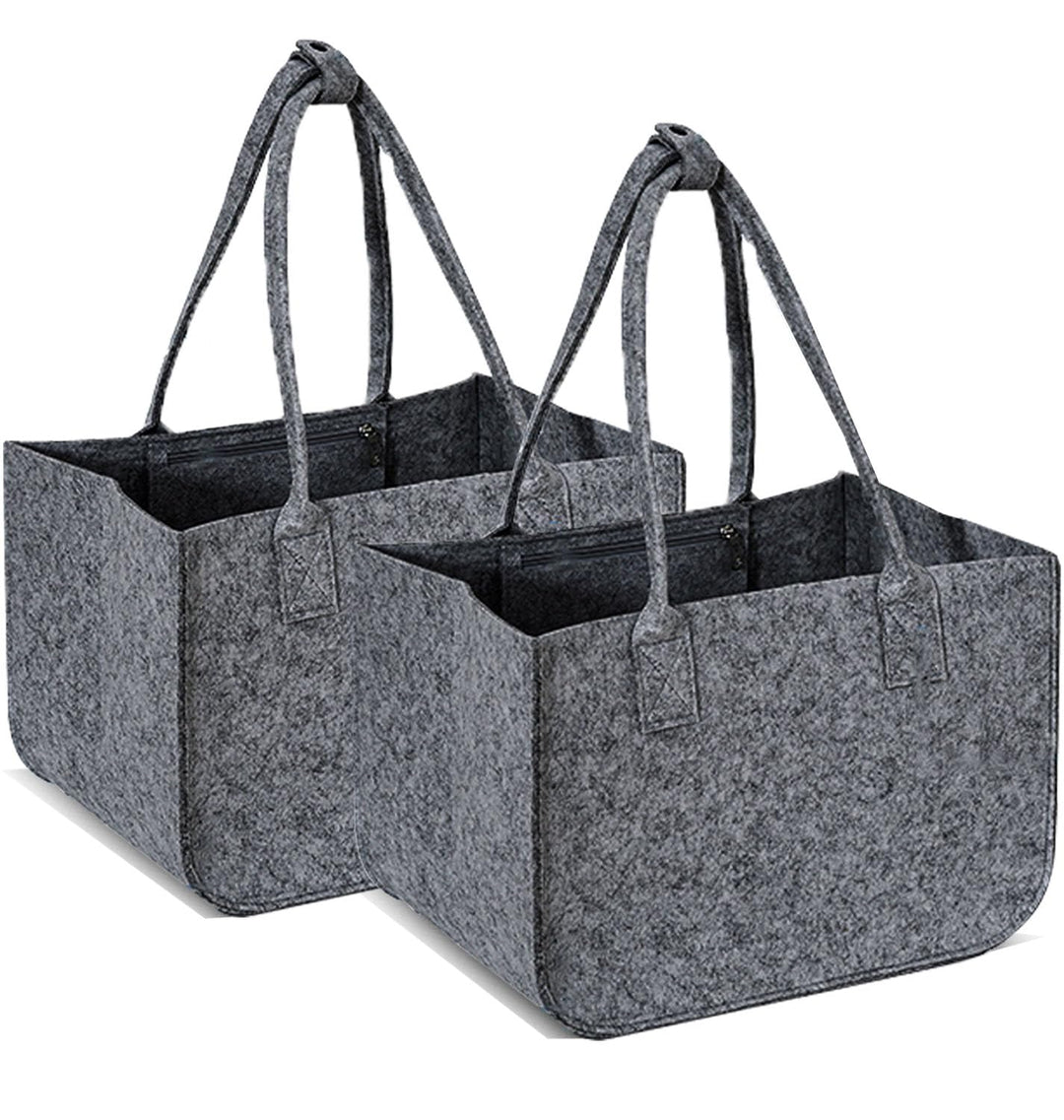 Duscdesp 2 Stück 30L Filztaschen Shopper Gross, Einkaufstasche Faltbar Filz Einkaufskorb mit Lange H