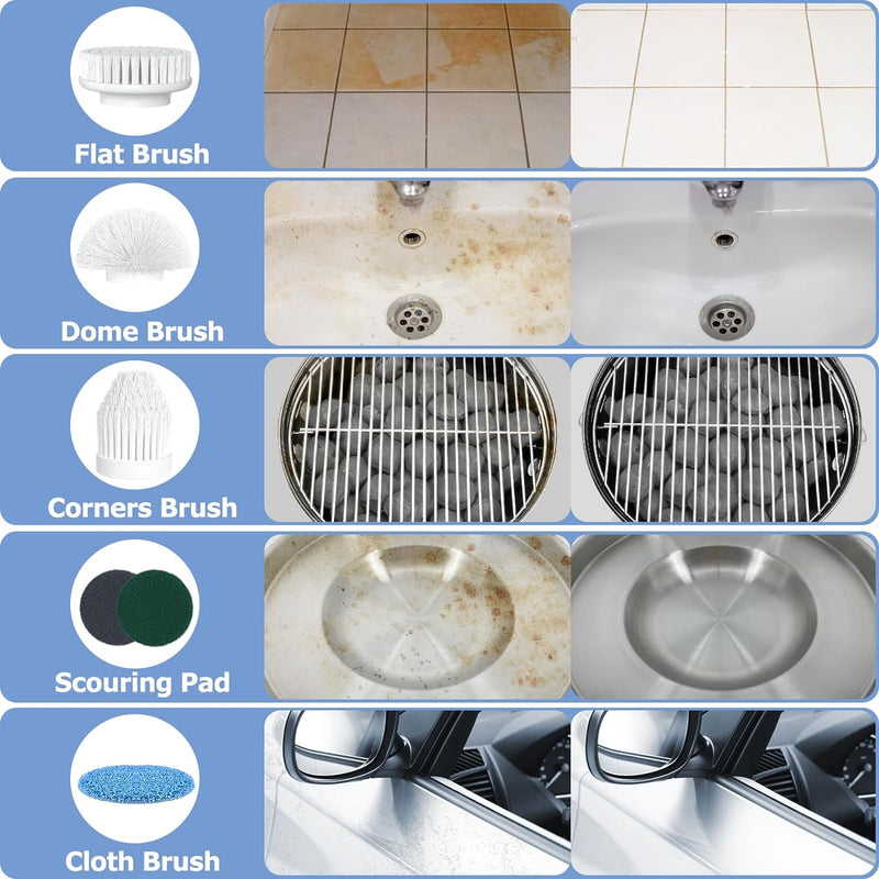 Elektrische Reinigungsbürste,Spin Scrubber für Bad und Fugen,Cleaning Brush für Haushalt mit 6 Bürst