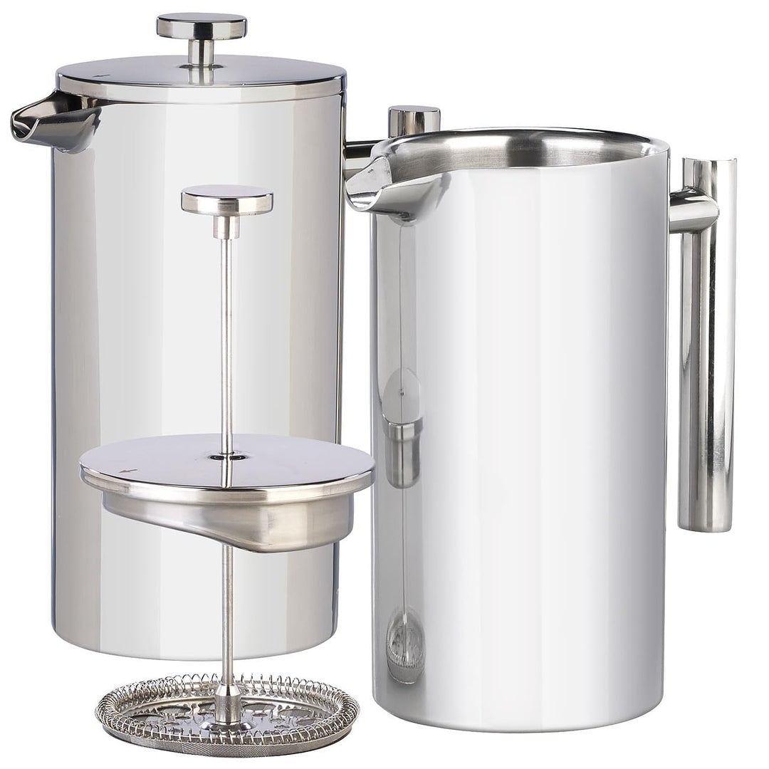 Rosenstein &amp; Söhne Frenchpress-Kanne: 2er Set French-Press, 1,5 Liter, doppelwandig, Edelstahl (Fren