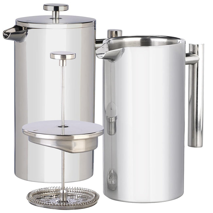 Rosenstein &amp; Söhne Frenchpress-Kanne: 2er Set French-Press, 1,5 Liter, doppelwandig, Edelstahl (Fren