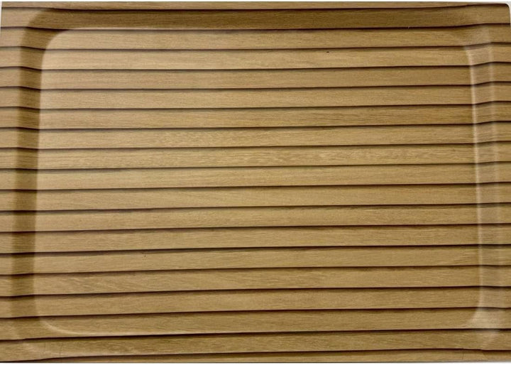 DON HIERRO - Klappbarer Rolltisch Bauhou, 2 Ablagen, Gestell schwarz - Latte-Effekt 66 x 43 x 72 cm.
