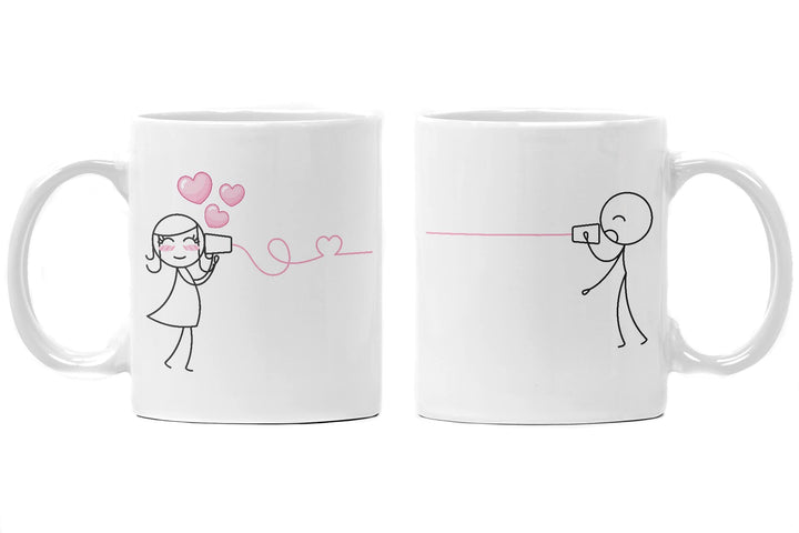 Trendation - Fernbeziehung Geschenk Tassen Set Partner Liebe Geschenk für Freundin Freund Liebesgest