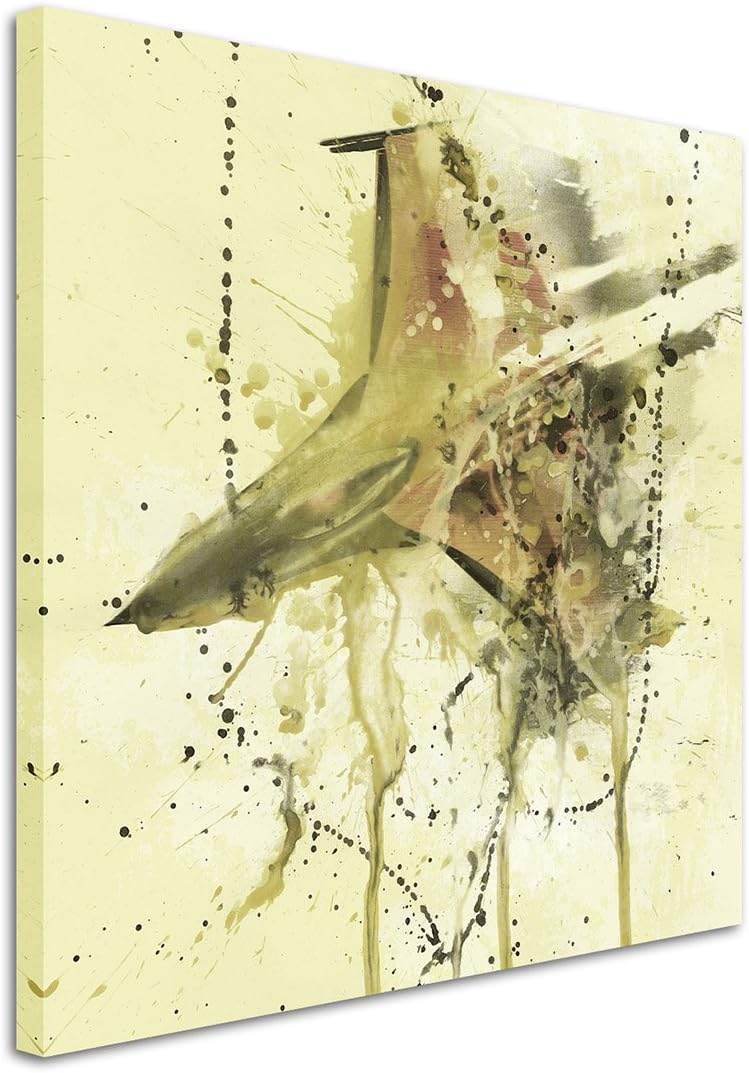 F16_Aircraft_60x60cm Splash Art Paul Sinus Aquarell, Gemälde, Kunstbild auf Leinwand
